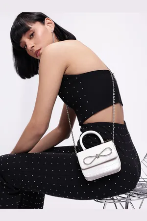 DressBerry Textured Miniature Satchel Bag With Embellished