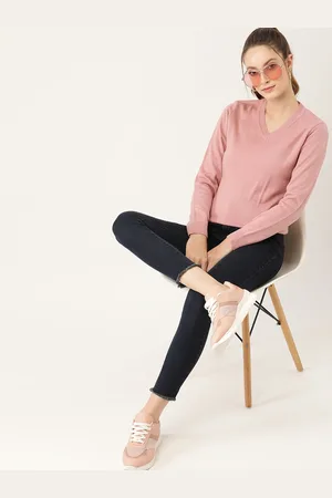 DressBerry Women Dusty Pink Solid Pullover