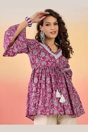 Sangria Floral Printed Cotton Top