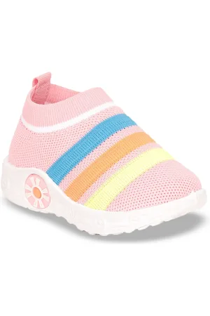 Lil Lollipop Infants Kids Striped Contrast Sole Musical Chu Chu Slip-On Sneakers