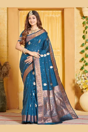 SANGAM PRINTS Woven Design Zari Pure Silk Banarasi Saree