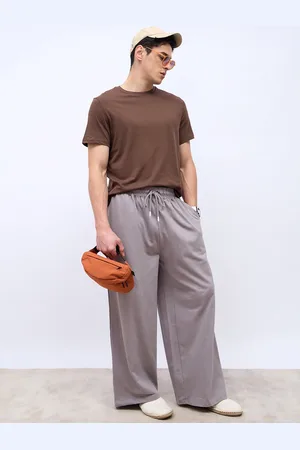 Styli Men Solid Wide Leg Jogger with Drawstring Closure