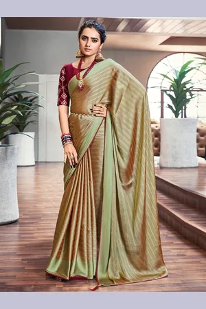 Saree mall Striped Embellished Satin Saree
