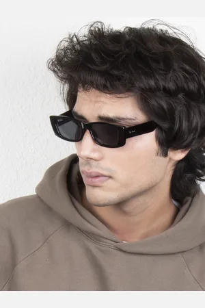 Ted Smith Unisex Grey Lens & Black Rectangle Sunglasses TS-CHOCOEYE_BLK