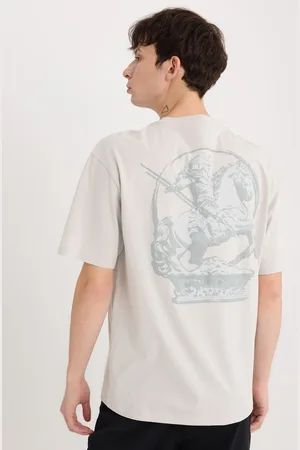DeFacto Men Printed Extended Sleeves Raw Edge T-shirt