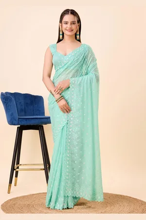 VAIRAGEE Floral Sequinned Embroidered Organza Saree