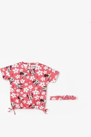 Lifestyle Girls Floral Printed Round Neck Short Sleeves T-shirt