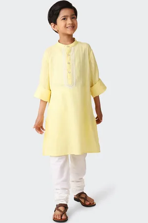 Fabindia Boys Striped Embroidered Pure Cotton Kurta