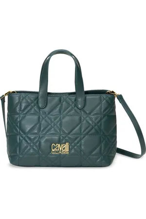 Roberto Cavalli Geometric Structured Handheld Bag with Quilted