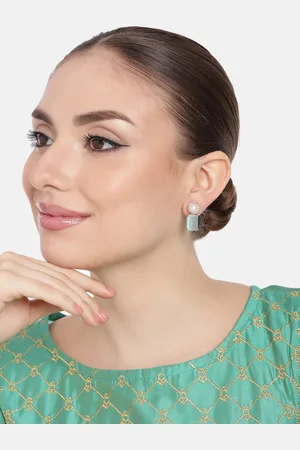 ESTELE Rose Gold-Plated CZ-Studded Geometric Drop Earrings