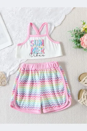 LULU & SKY Girls Printed Top with Shorts