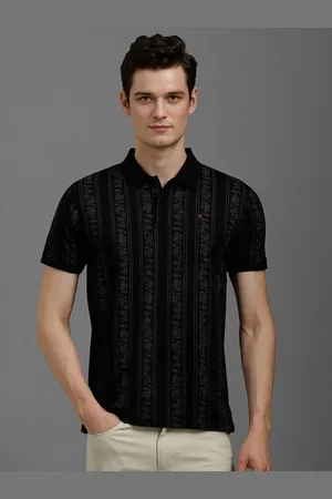 Louis Philippe Men Floral Printed Polo Collar Cotton Slim Fit T-shirt