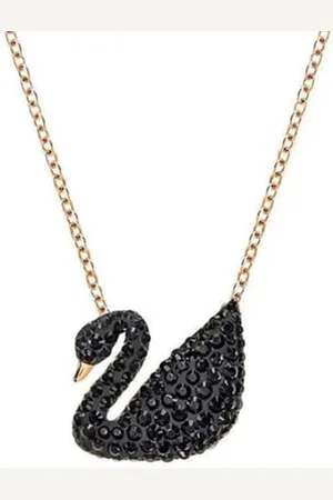 FIMBUL Gold-Plated Stone Studded Swan Pendant Chain