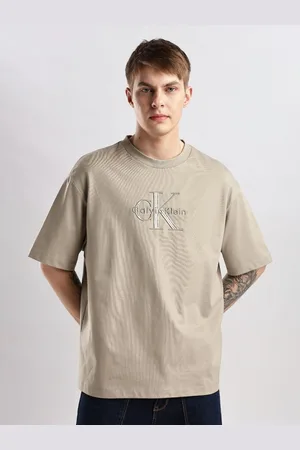 Calvin Klein Men Brand Logo Printed Drop-Shoulder Sleeves Pockets T-shirt