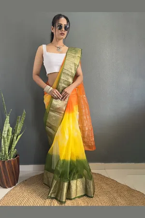 HERE&NOW Ombre Woven Design Zari Net Saree