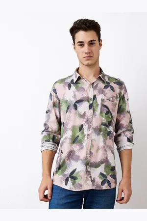 SPYKAR Men Slim Fit Spread Collar Abstract Printed Casual Shirt