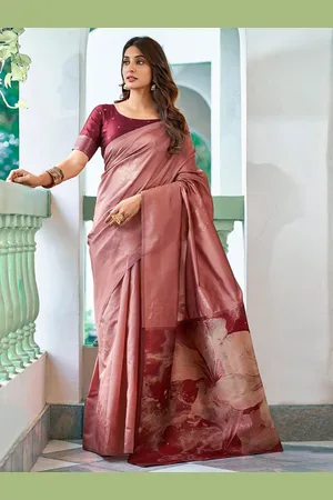 DIVASTRI Floral Zari Silk Blend Banarasi Saree