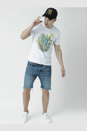 Huetrap Men White Printed Round Neck T-shirt