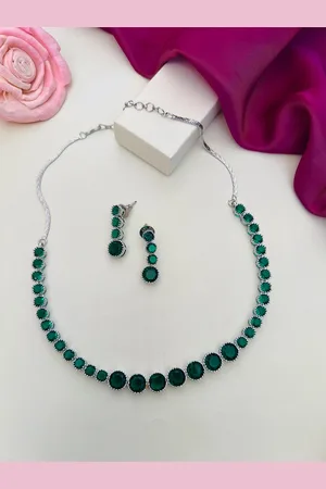 ABDESIGNS Enchanting Silver-Plated American Diamond-Studded Jewellery Set