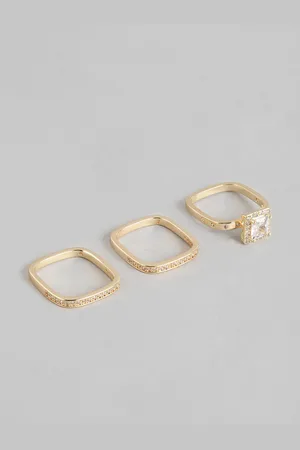 DressBerry Women Set of 3 Stone-Studded Finger Ring
