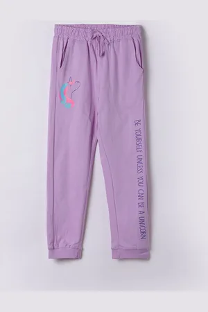 Lifestyle Girls Solid Pure Cotton Mid-Rise Track Pants