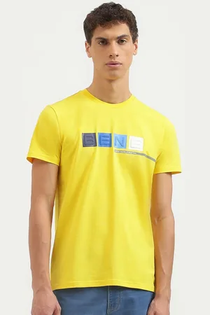 Benetton Men Typography Printed Pure Cotton Applique T-shirt