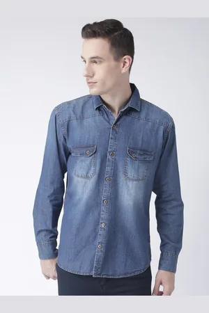 Hangup Slim Fit Faded Cotton Denim Casual Shirt
