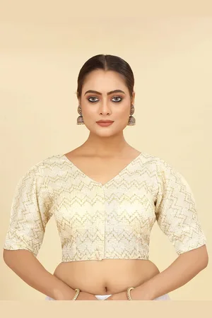 SHOPGARB Embroidered Sequinned Georgette Readymade Saree Blouse