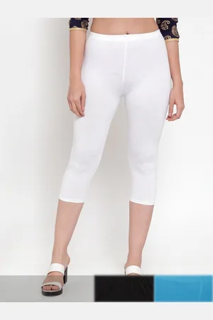 Jinfo Women Black & White Pack of 3 Cotton Capris