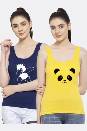 Friskers Women Pack of 2 Graphic Printed Pure Cotton Tank Top