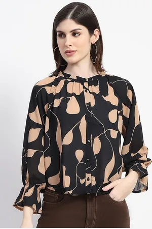 MADAME Women Abstract Printed Round Neck Top