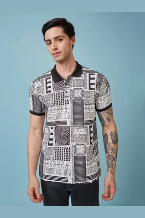 Status Quo Men Geometric Printed Polo Collar Regular Fit T-shirt