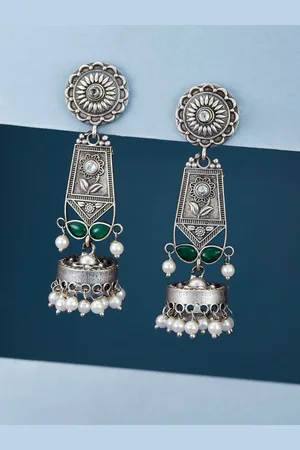 ATIBELLE Silver-Plated Contemporary Drop Earrings