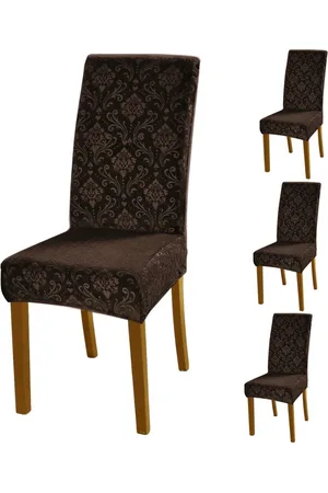 HOKIPO Brown 4 Pieces 200GSM Stretchable Chair Covers