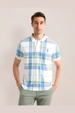 U.S. Polo Assn. Men Checked Polo Collar Applique Slim Fit T-shirt