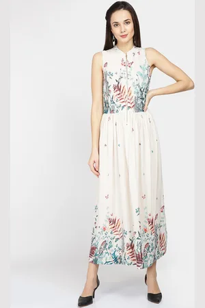Gipsy Women Beige Printed Midi Dress
