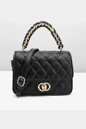 DressBerry Quilted Structured Satchel Bag