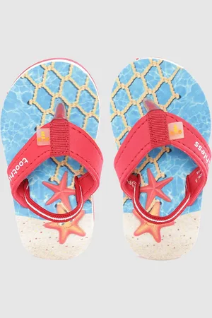 toothless Kids Boys Blue & Red Printed Thong Flip-Flops