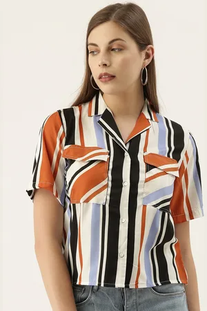 Campus Women Multicoloured Striped Regular Fit Casual Shirt