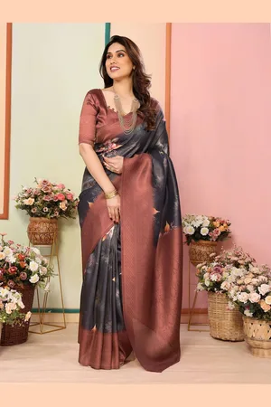 Moda Rapido Floral Printed Zari Ready to Wear Banarasi Saree