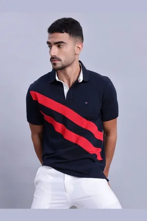 Tommy Hilfiger Men Brand Logo Striped Polo Collar Pure Cotton T-shirt