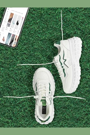 Jove Women White Colourblocked Lace Up Sneakers