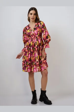 DressBerry Women Floral Printed Gathered A-Line Dress