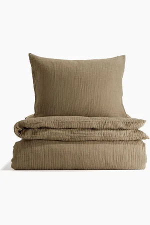 H&M Green Muslin Single Duvet Cover Set