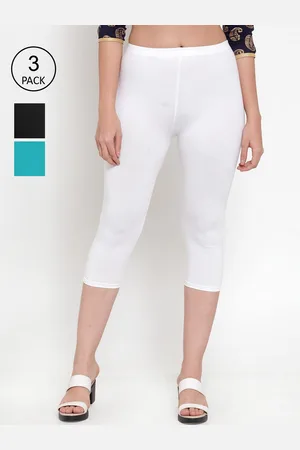 Jinfo Women Black & White Pack of 3 Capris