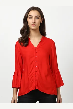 Harpa Women Red Solid Shirt Style Top