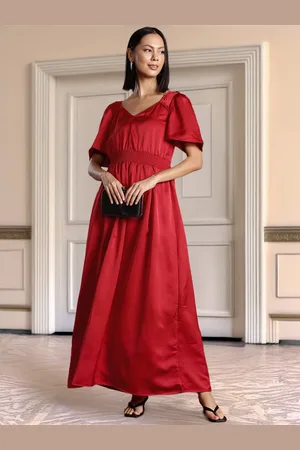 all about you Satin Finish Smocked Maxi Dress