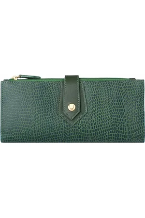 Hidesign Women Green Textured Two Fold Leather Wallet