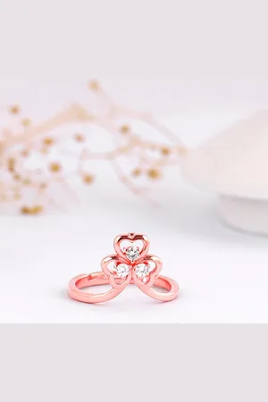 GIVA 925 Sterling Silver Rose Gold Plated Stones Studded Finger Ring