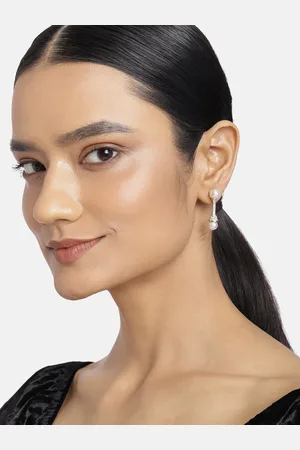 ESTELE Women Gold-Toned & White Contemporary Drop Earrings